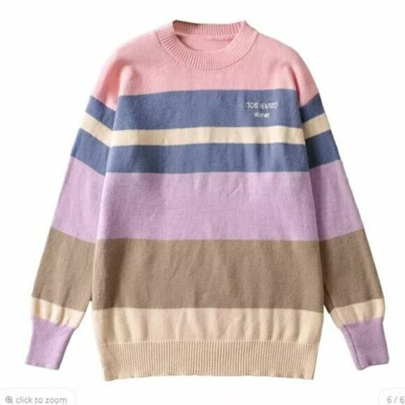 Dillon Crewneck Sweater Womens M Winter Colorblock pink purple stripes - Picture 1 of 8